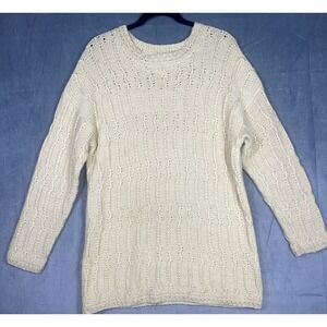 Allison‎ Paige Women's Mohair Silk Cream Long Sleeve Knitted Sweater Sz Large